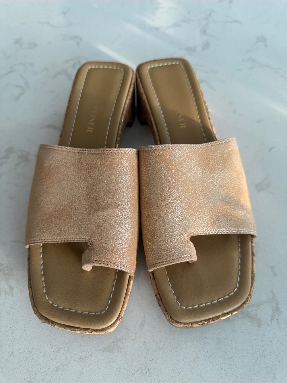 Donald Pliner Rainey Platino Slide Sandals - Size 9